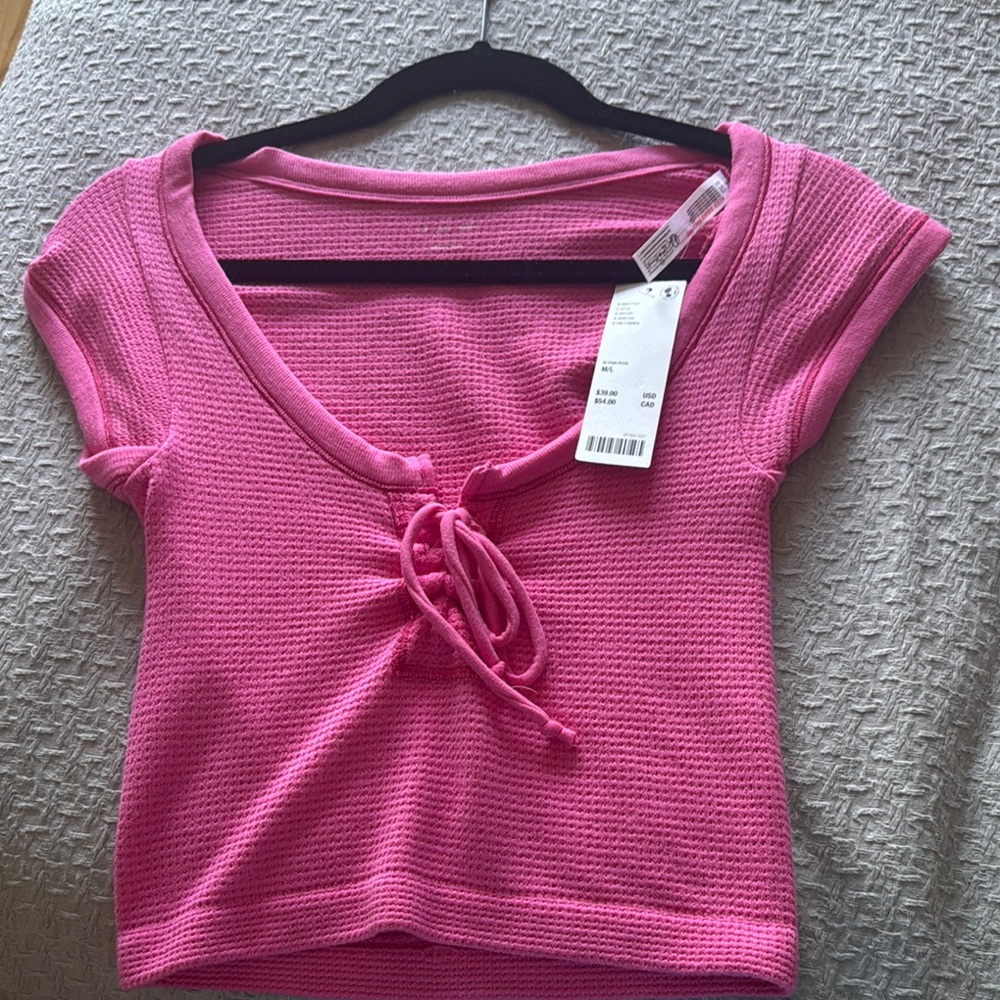 Urban Outfitters Pink Tie-Front Crop Top